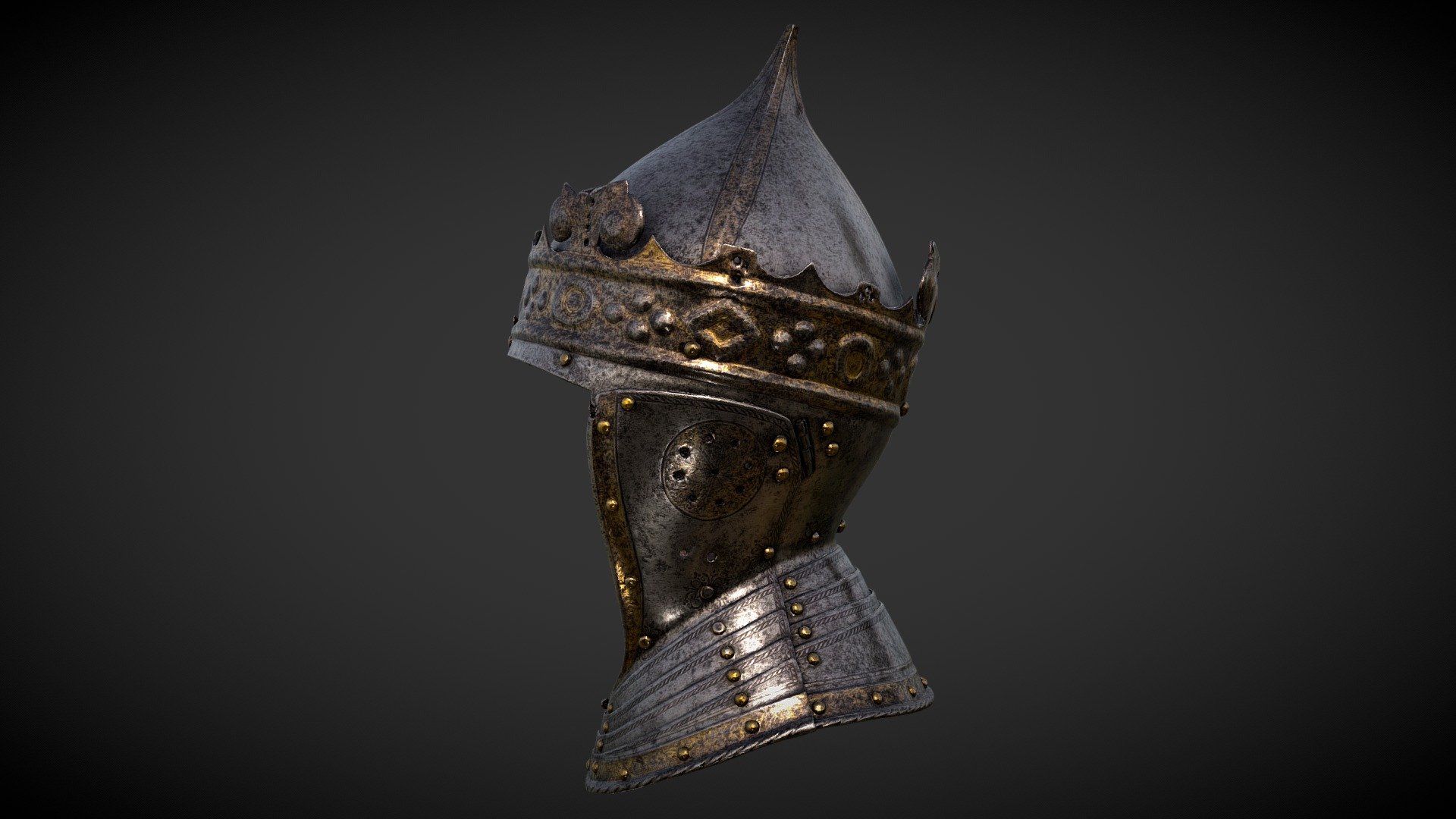 King Gustav Vasas Helmet with a Gilt Crown 3d model