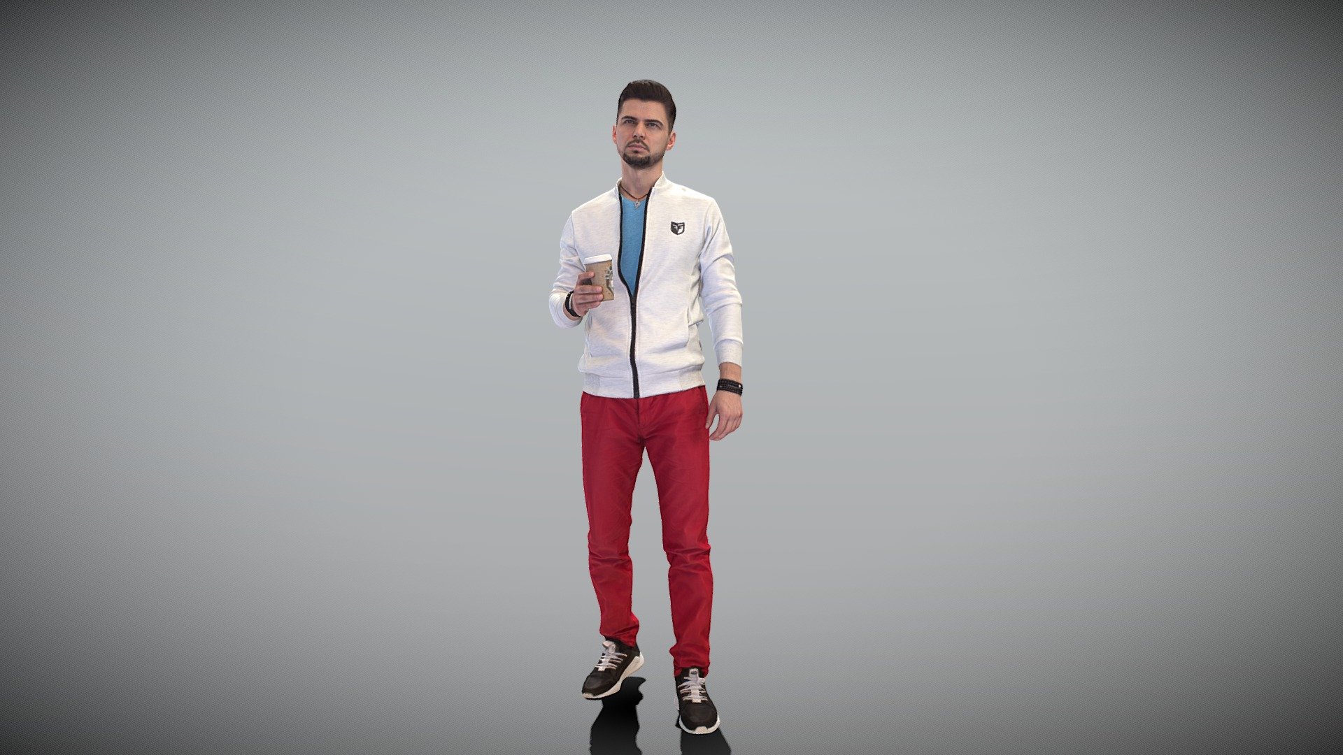 Man in casual with coffee 392 3d model