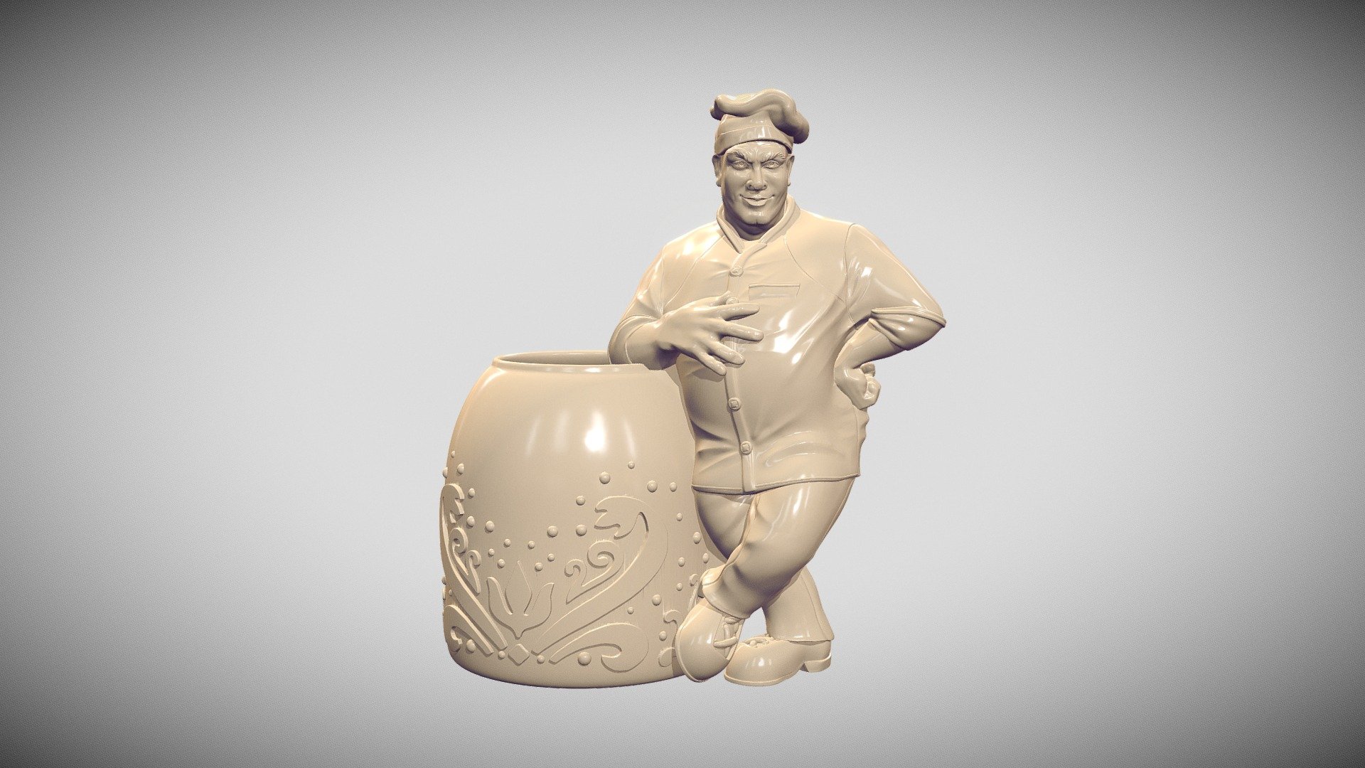 Baker with tandoor 3d model