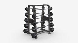 Barbell set on rack 01