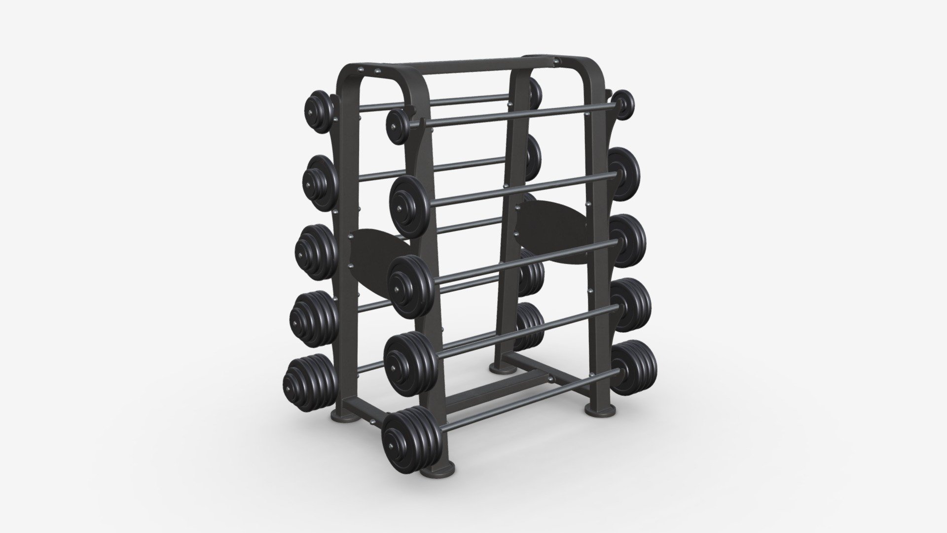 Barbell set on rack 01 3d model