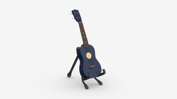 Ukulele soprano guitar blue with stand