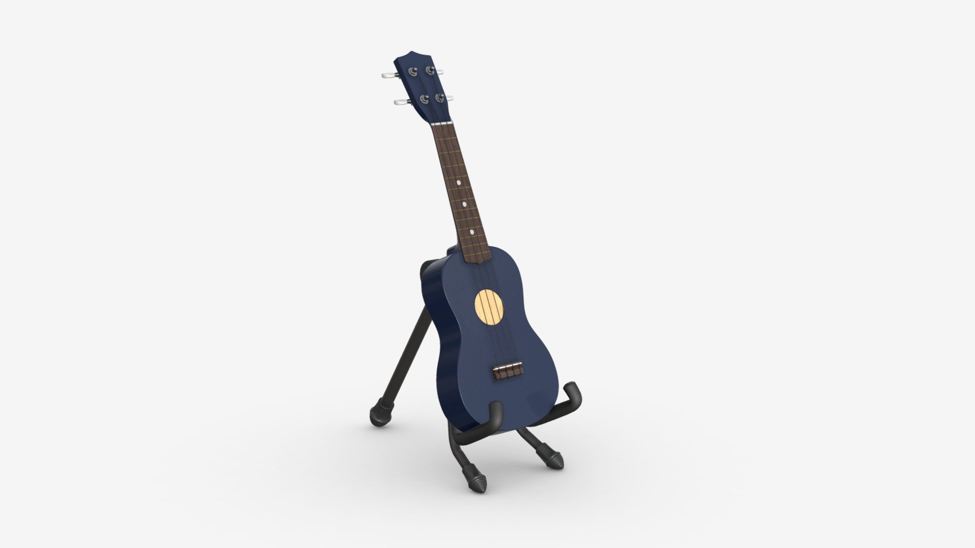 Ukulele soprano guitar blue with stand 3d model