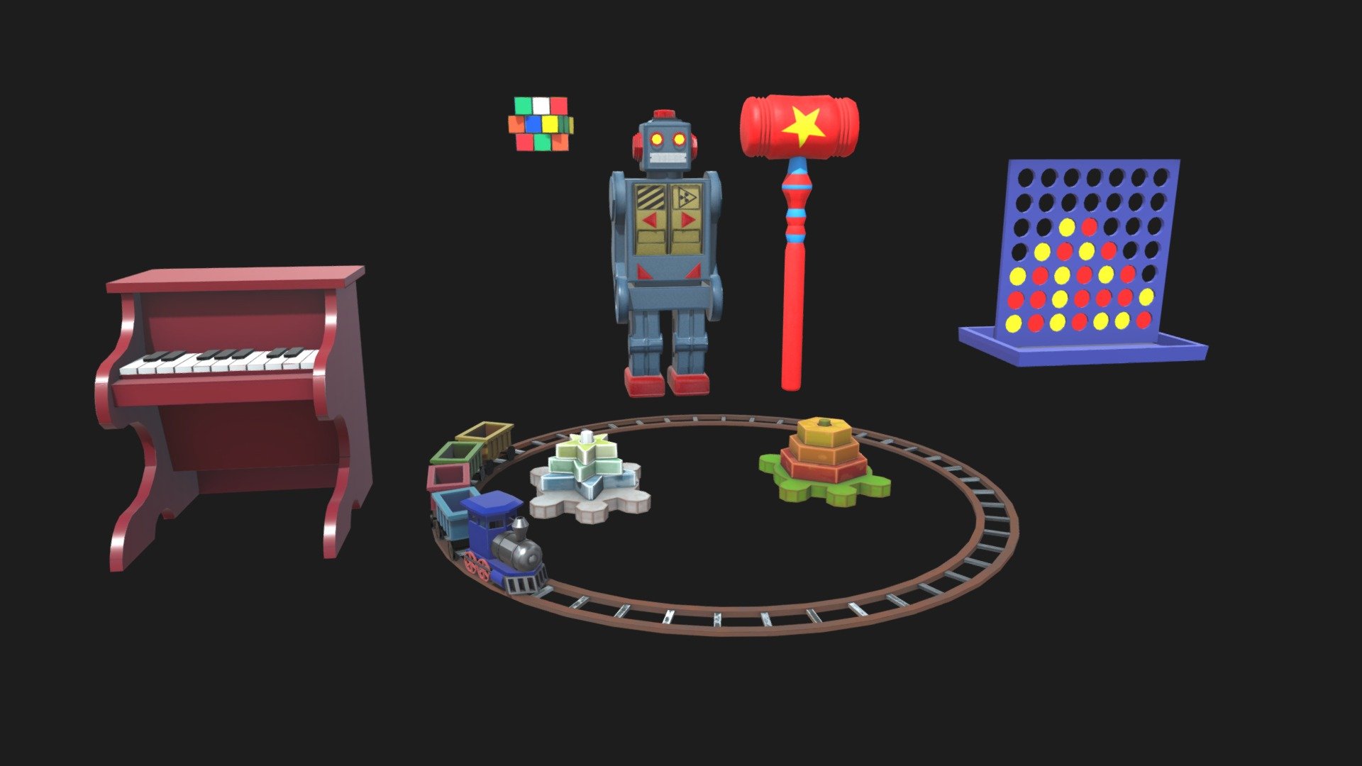 Stylized lowpoly Toys Pack 3d model