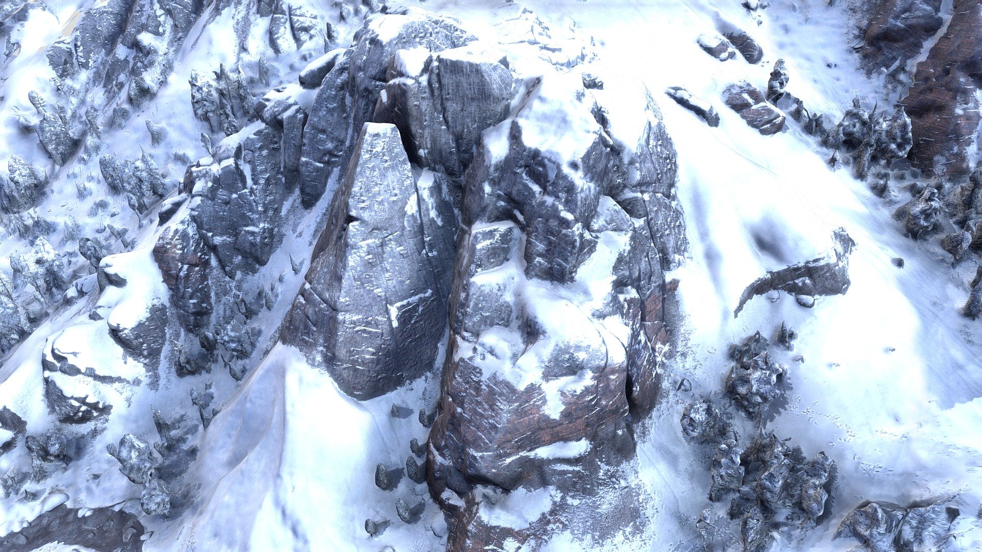 Snowy mountains realistic photoscan 3d model