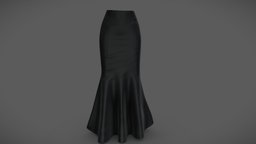 Shiny Satin Black Long Mermaid Skirt