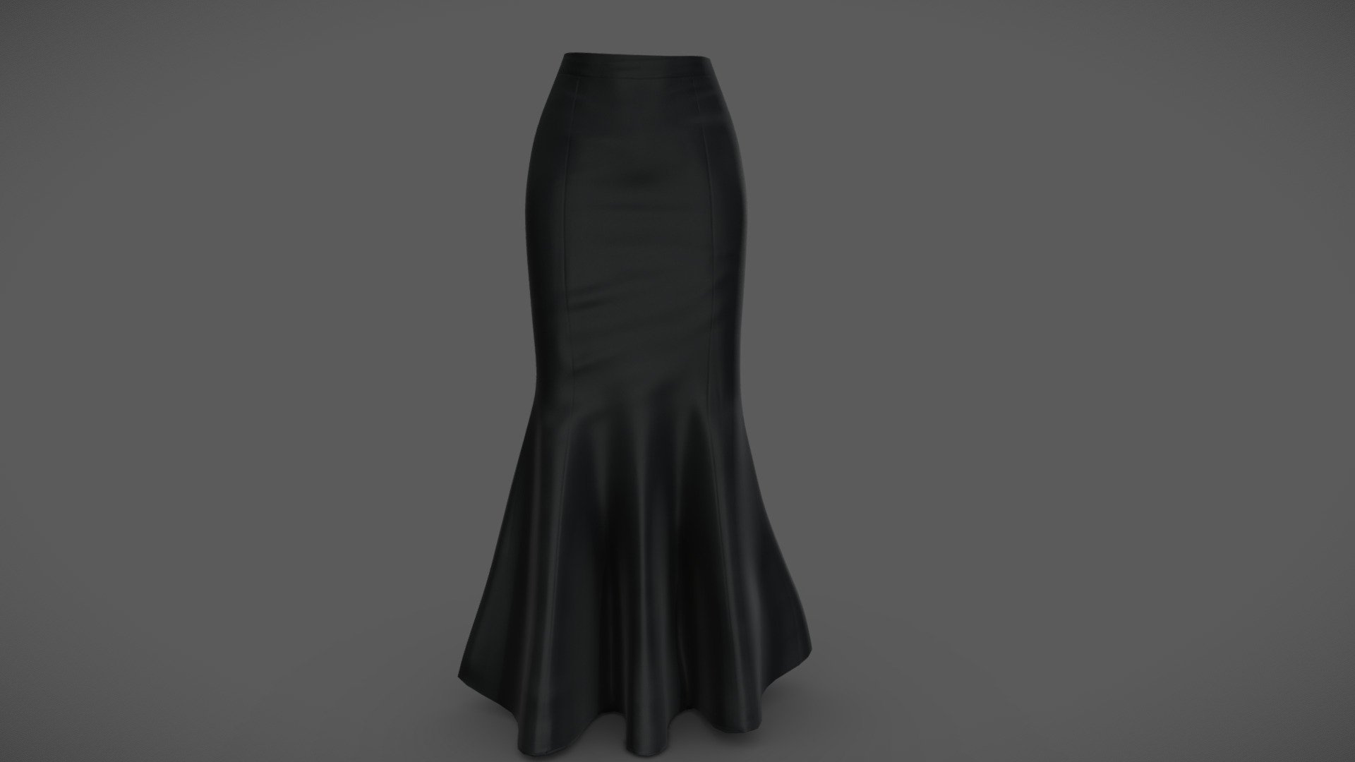 Shiny Satin Black Long Mermaid Skirt 3d model