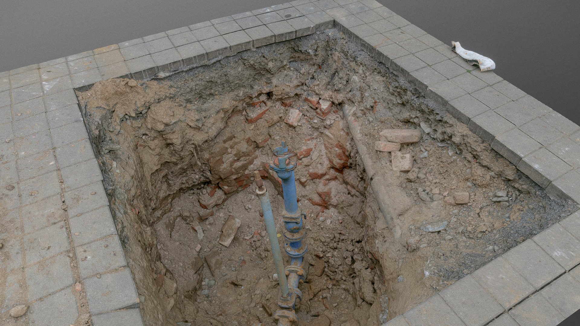 Water pipeline dig 3d model