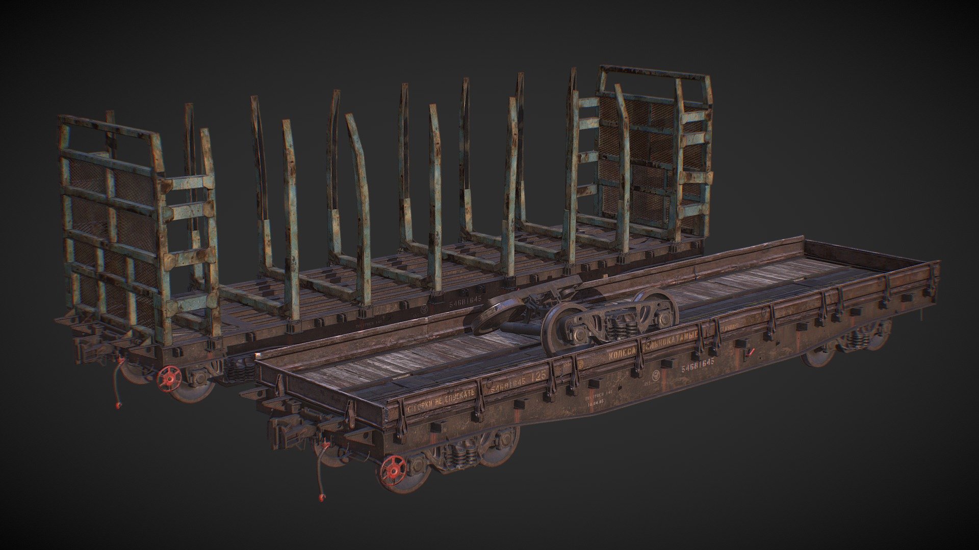 Soviet 13-401 Train Cargo Platform 3d model