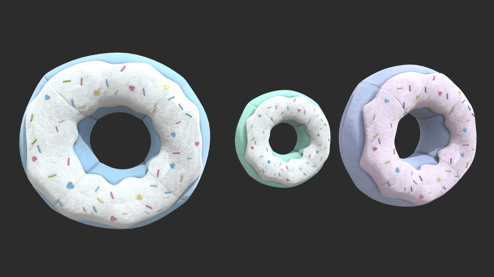 donut pillows 3d model