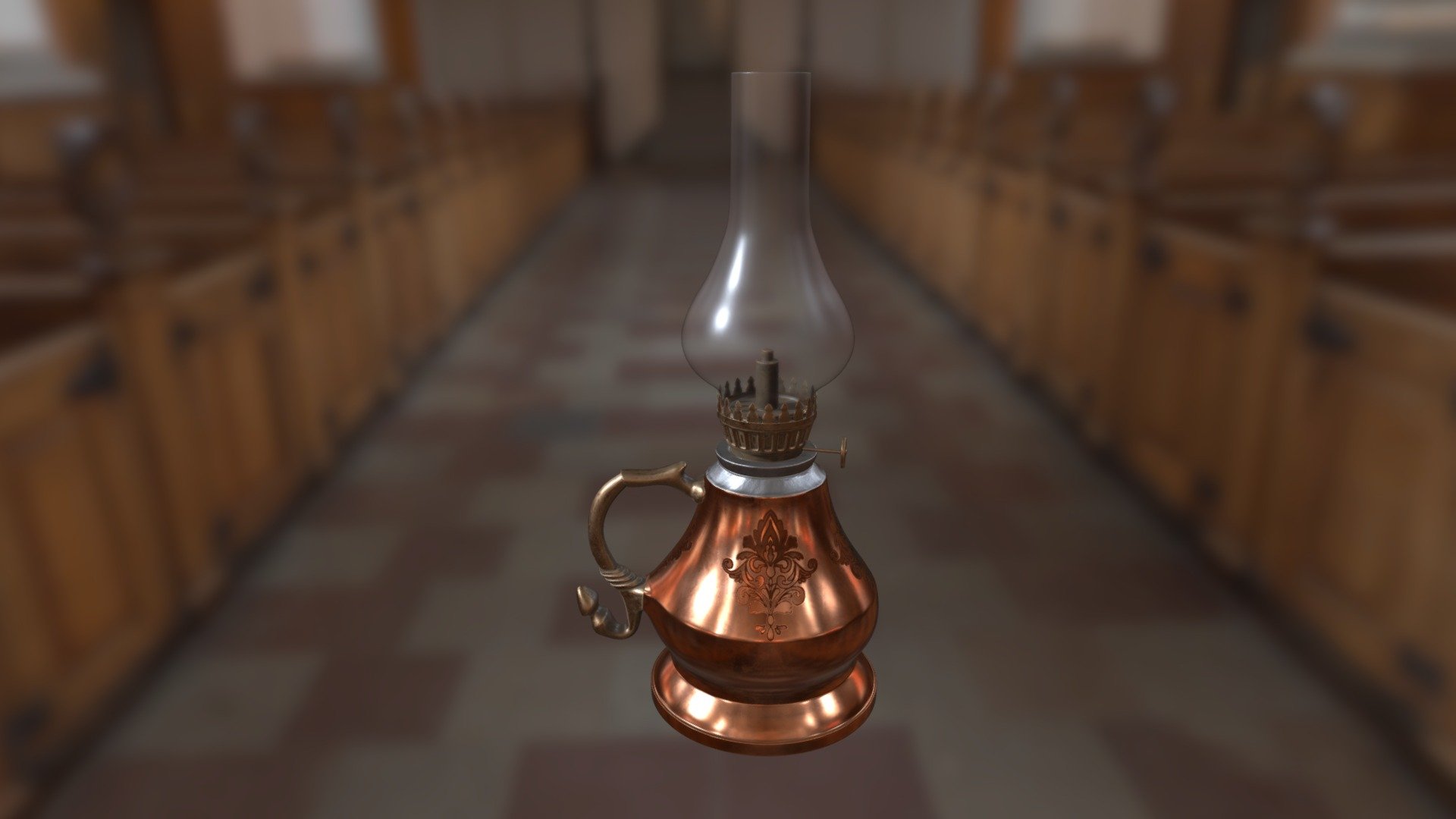 1800s Gas Lamp Model 3d model