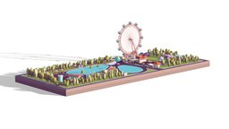 Cartoon Low Poly Park Illustration