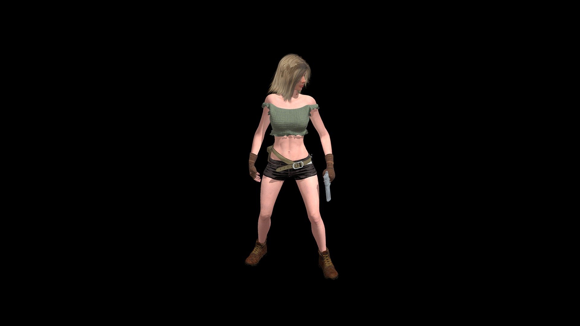 Girl Shooting Gun 3d model