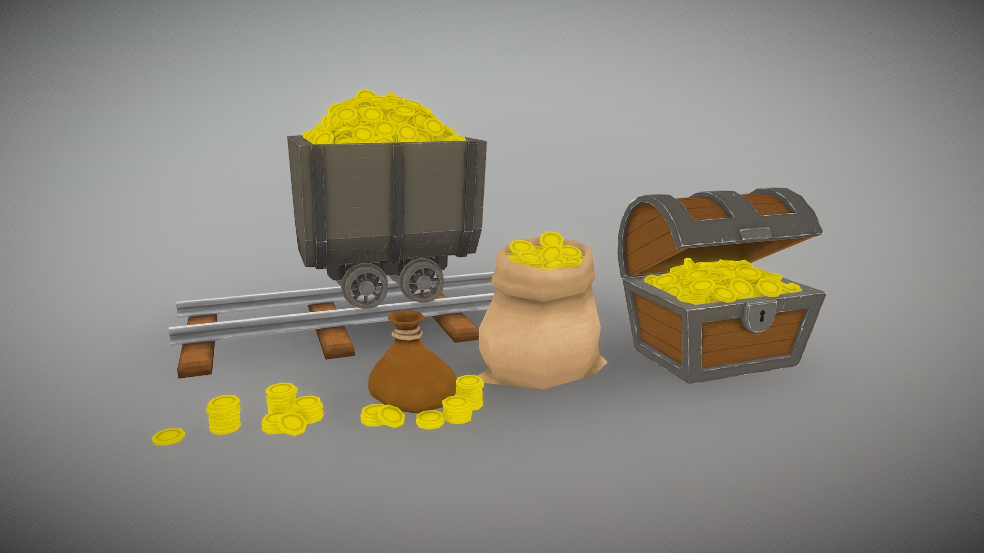 Coin Item Sets (Low Poly) 3d model