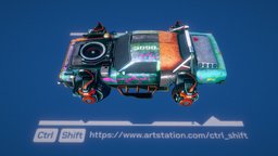 Cyberpunk hovercar animated