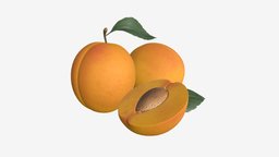 Apricot fresh and cutted off fruit with leaf