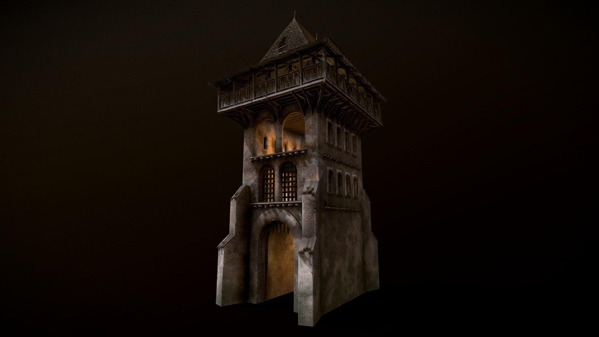 Fortress gate tower (updated 01.07.20) 3d model