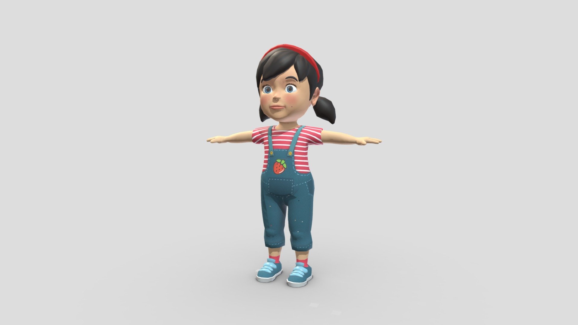 Cartoon Style Children Girl 3d model