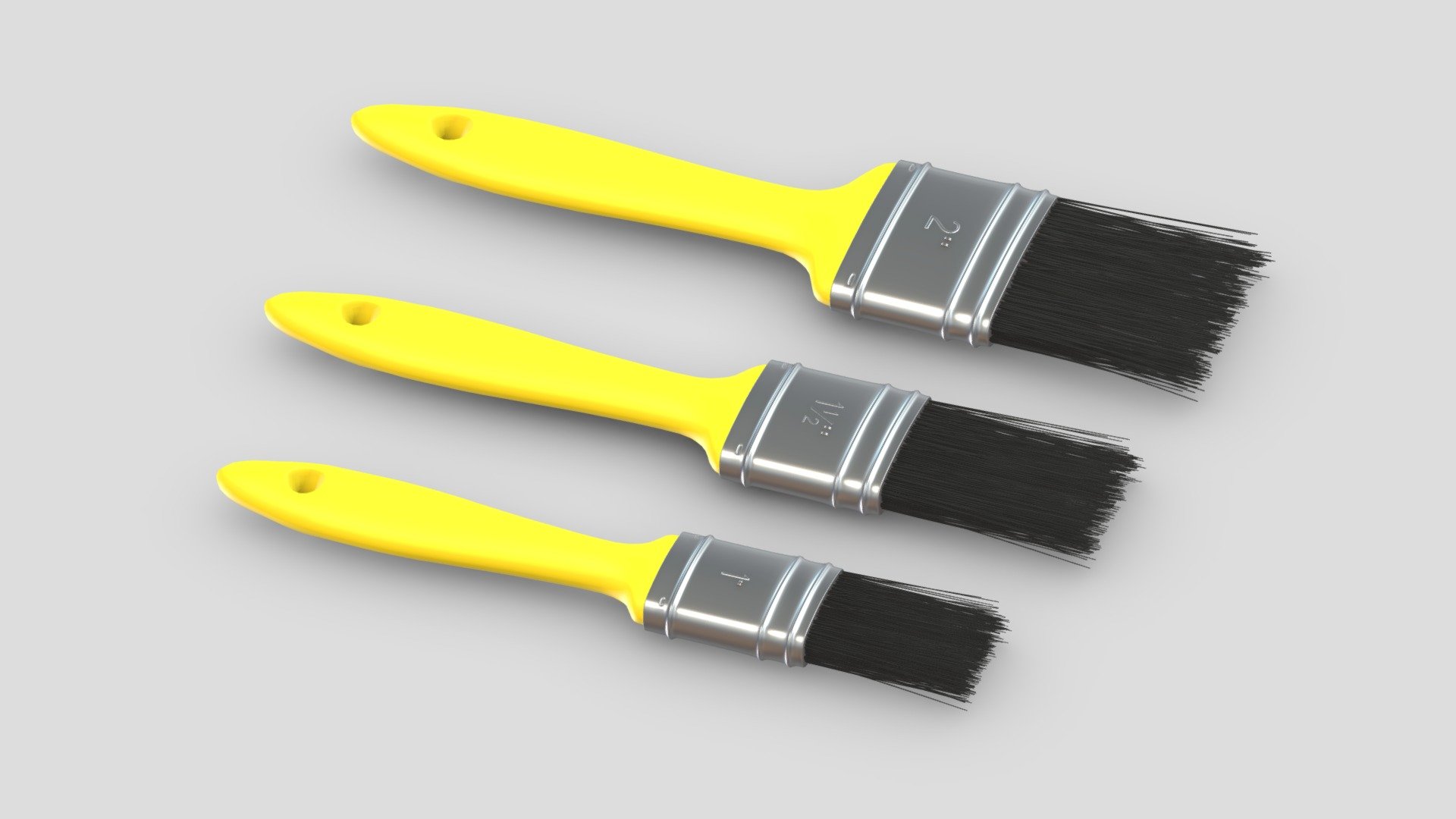 3 Brush Hand Tools Set 3d model