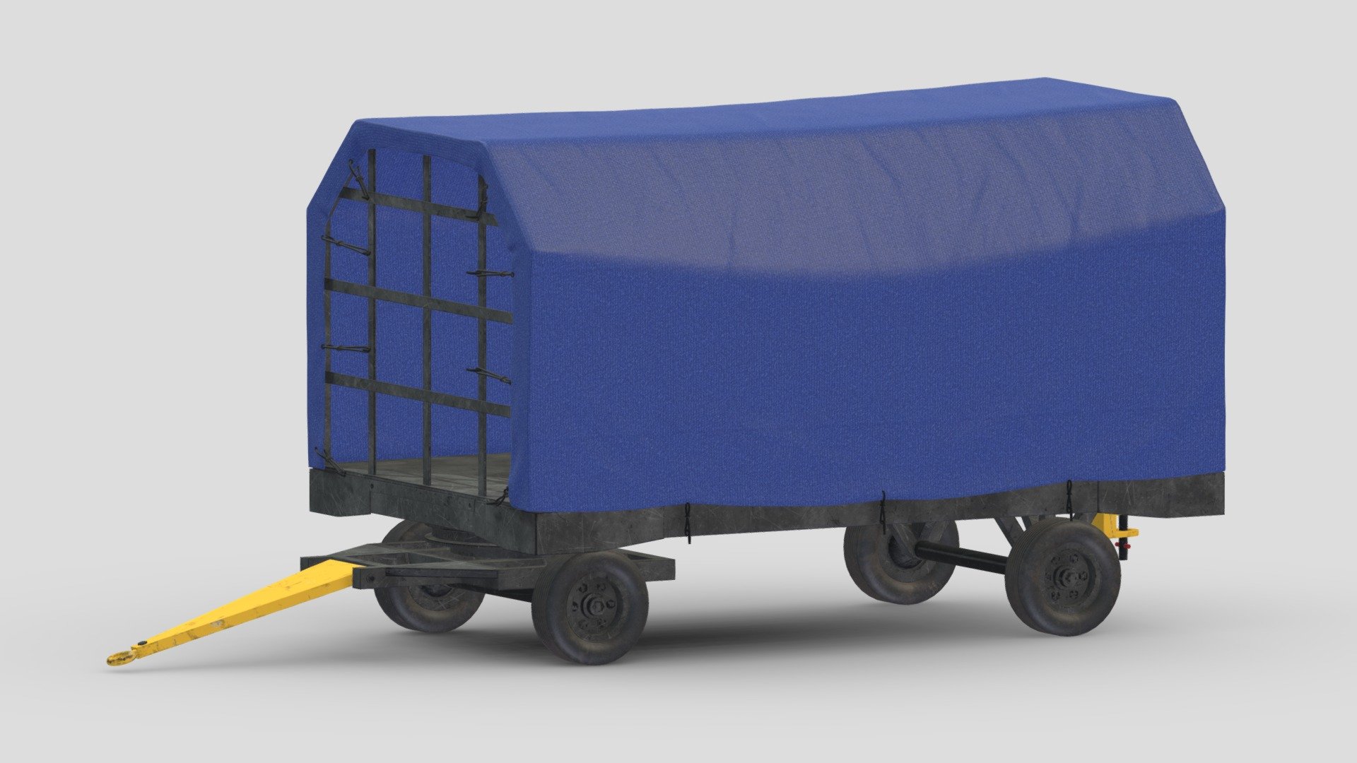 Covered Airport Luggage Trailer 3d model