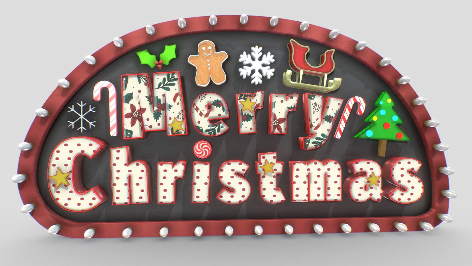 Merry Christmas Sign 3d model