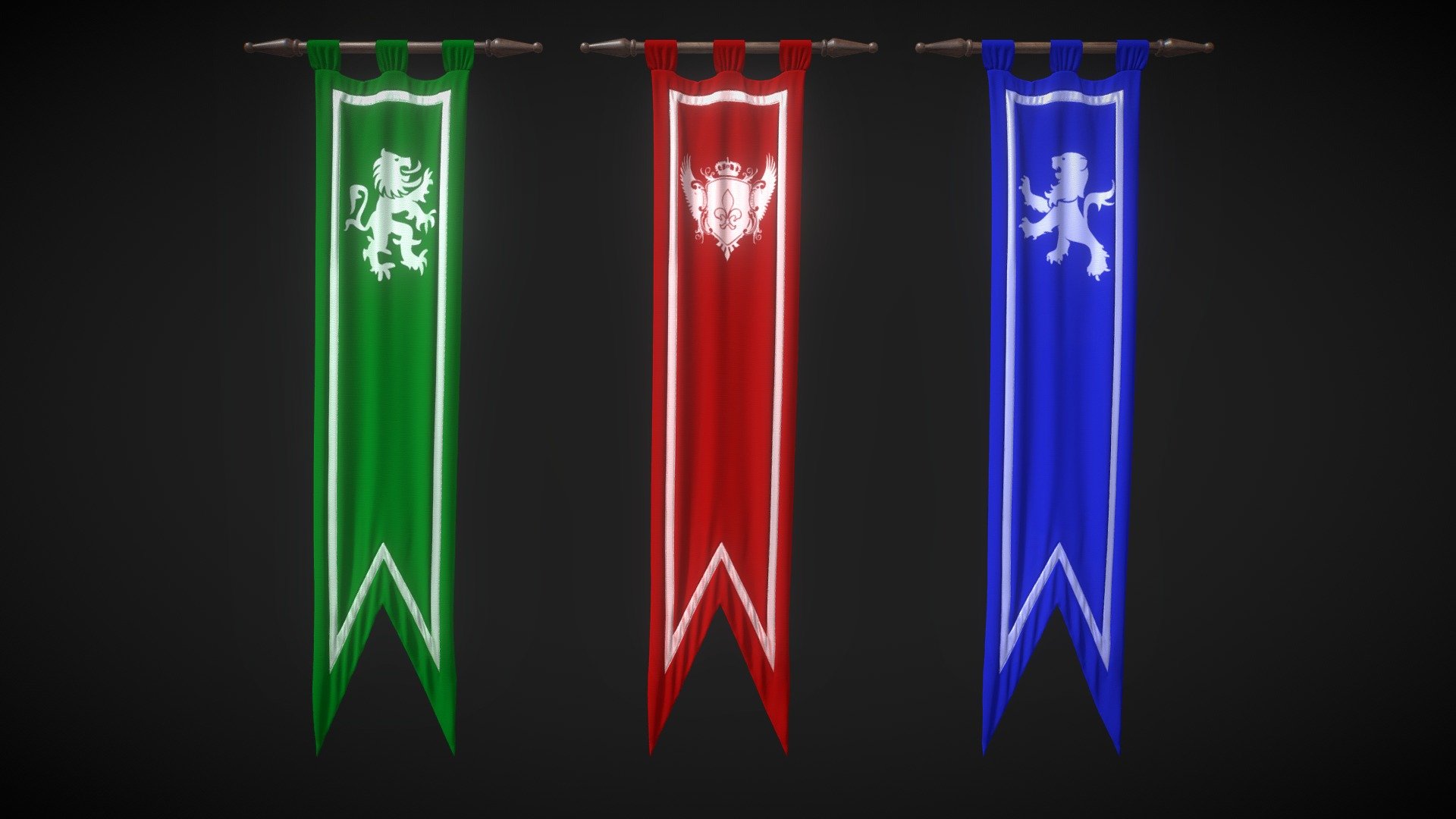 Medieval flags 3d model