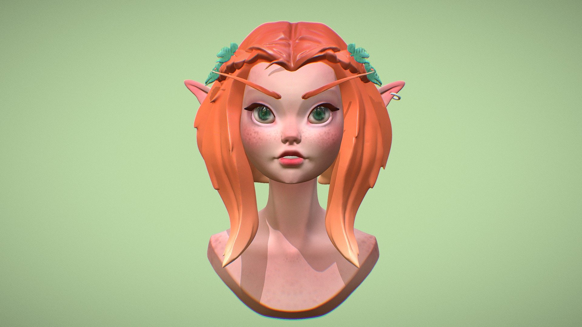 Ginger elf girl 3d model