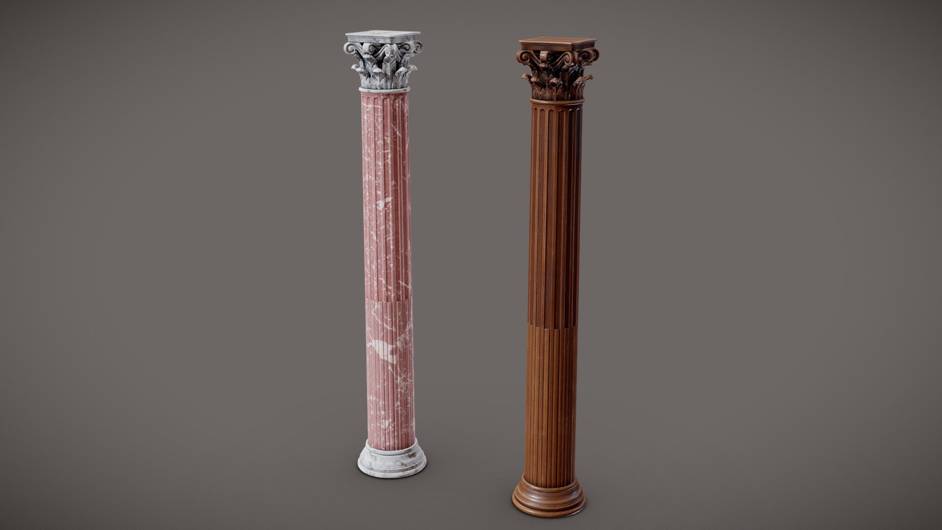 Antique column (wood/marble) 3d model