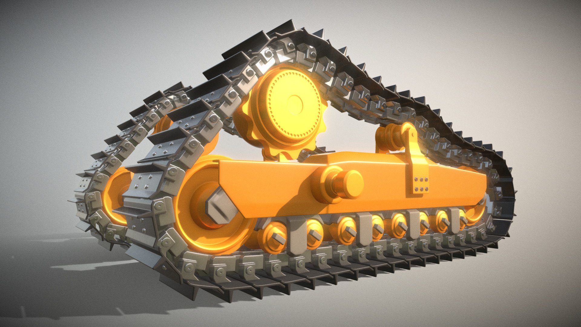 Bulldozer Undercarriage Rigged (High-Poly) 3d model