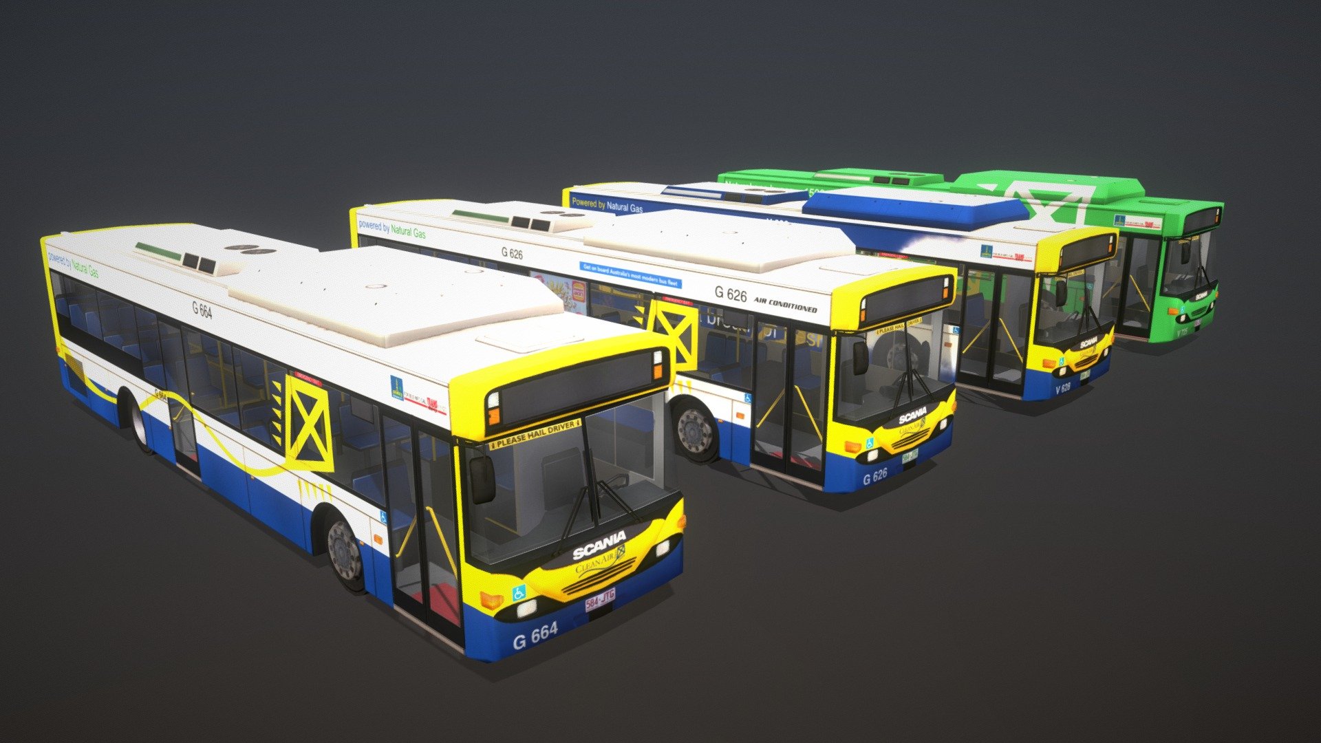 Brisbane City Scania L94UB Bus Pack (LHD) 3d model