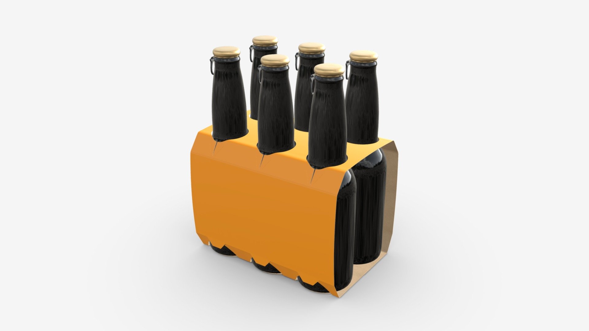 Beer bottle cardboard carrier 01 3d model