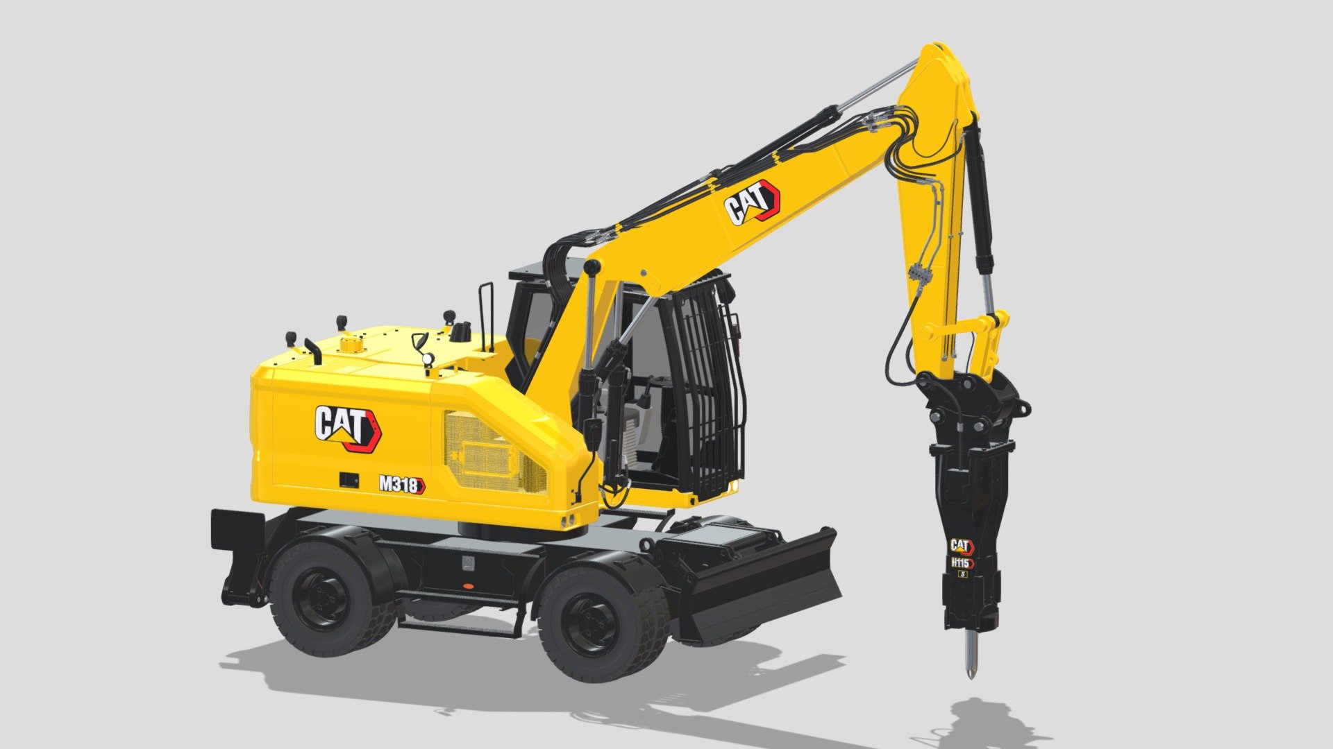 CAT M318 Wheel Excavator 3d model