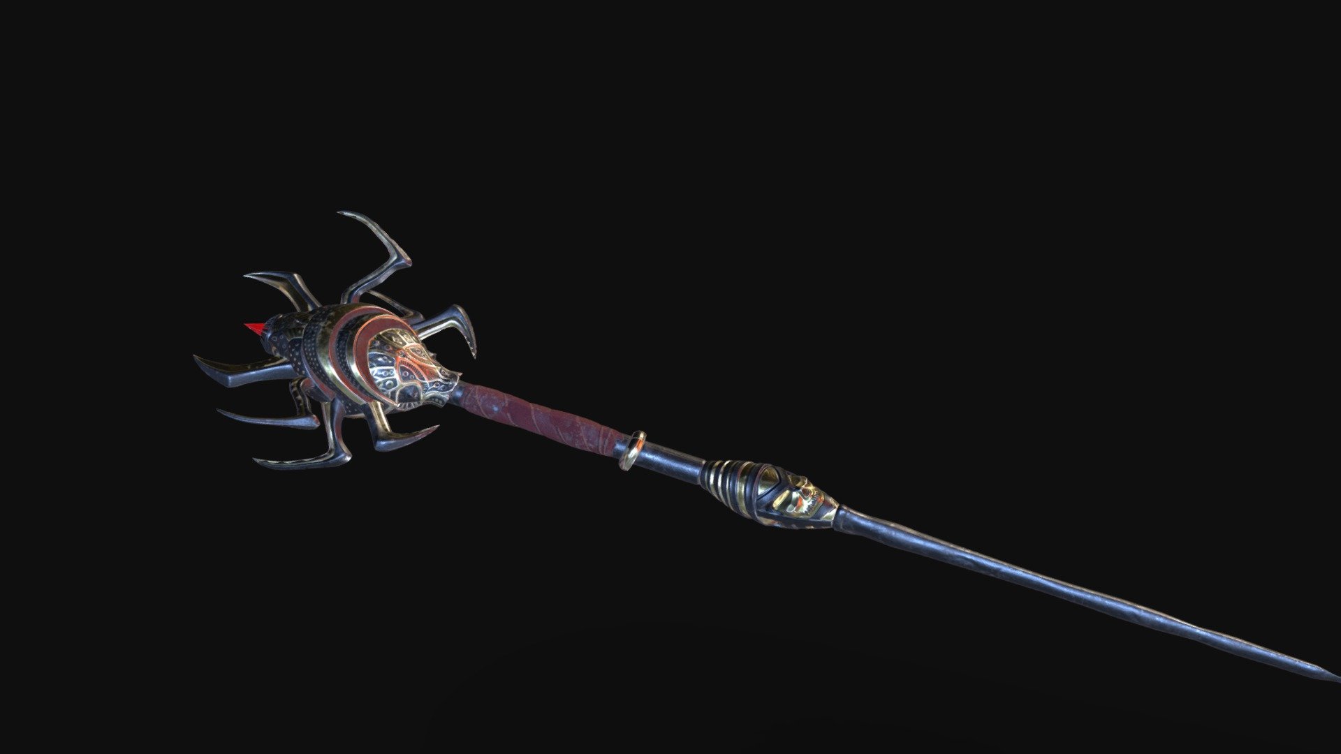 Dark Mage spider staff 3d model