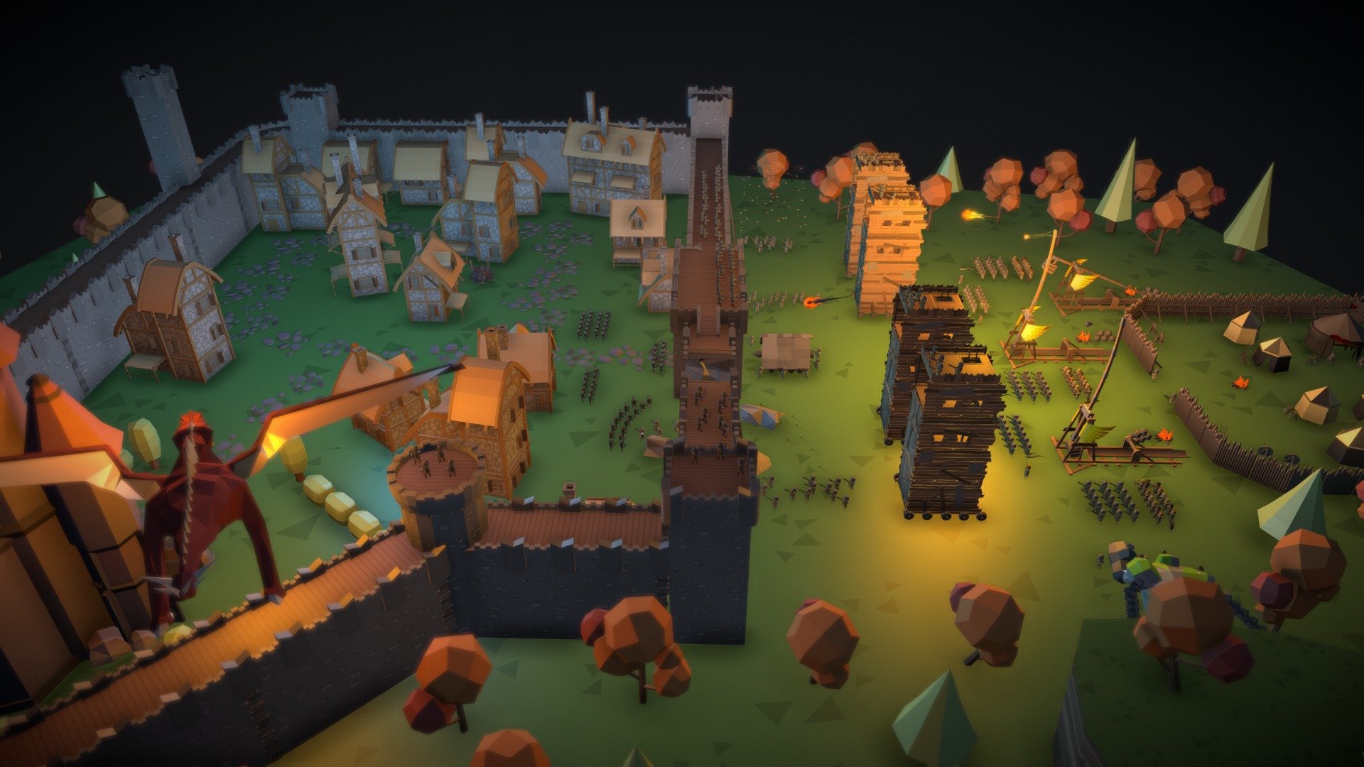 Siege at night #MedievalRemixChallenge 3d model