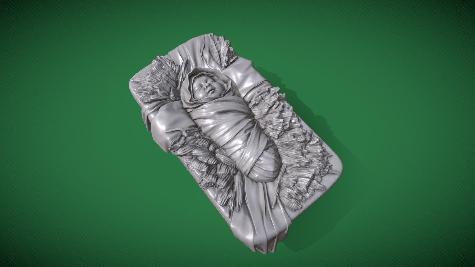 Baby Jesus in a manger 3d model