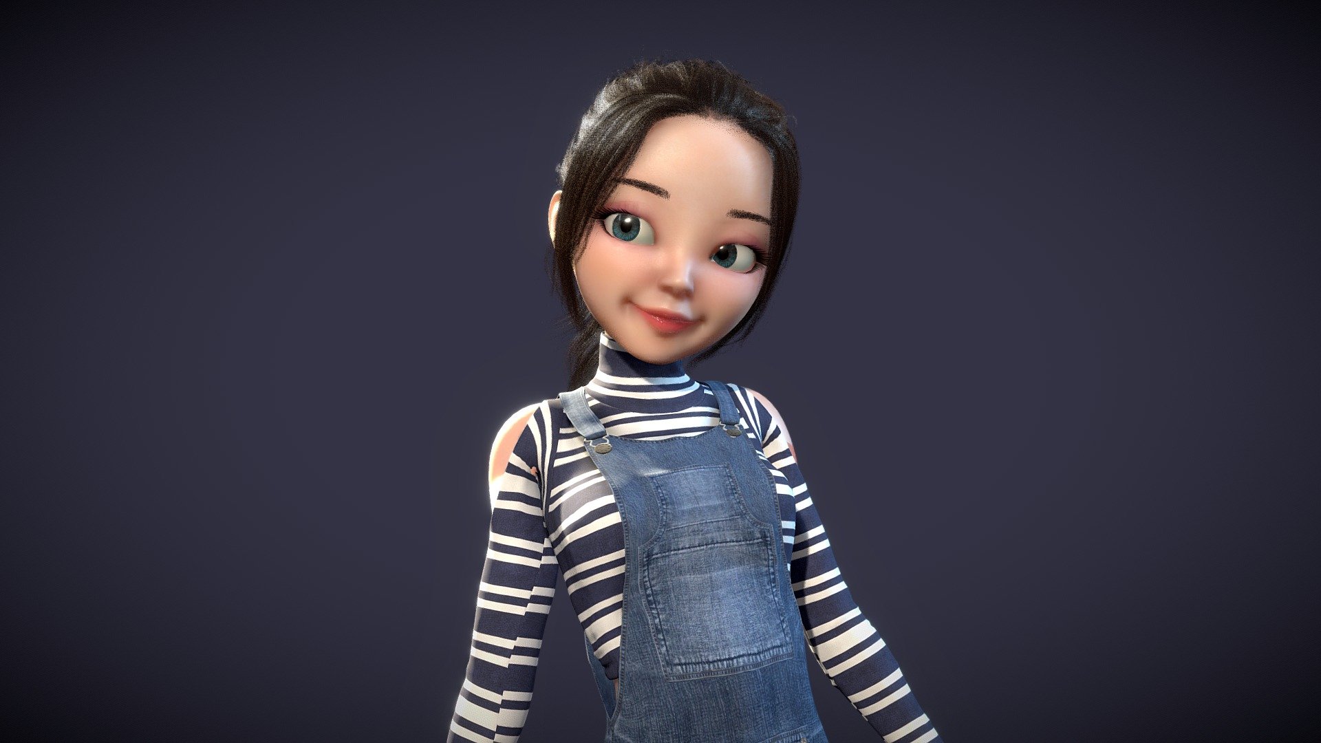 Cartoon girl cartoon beauty girl with binding 3d model