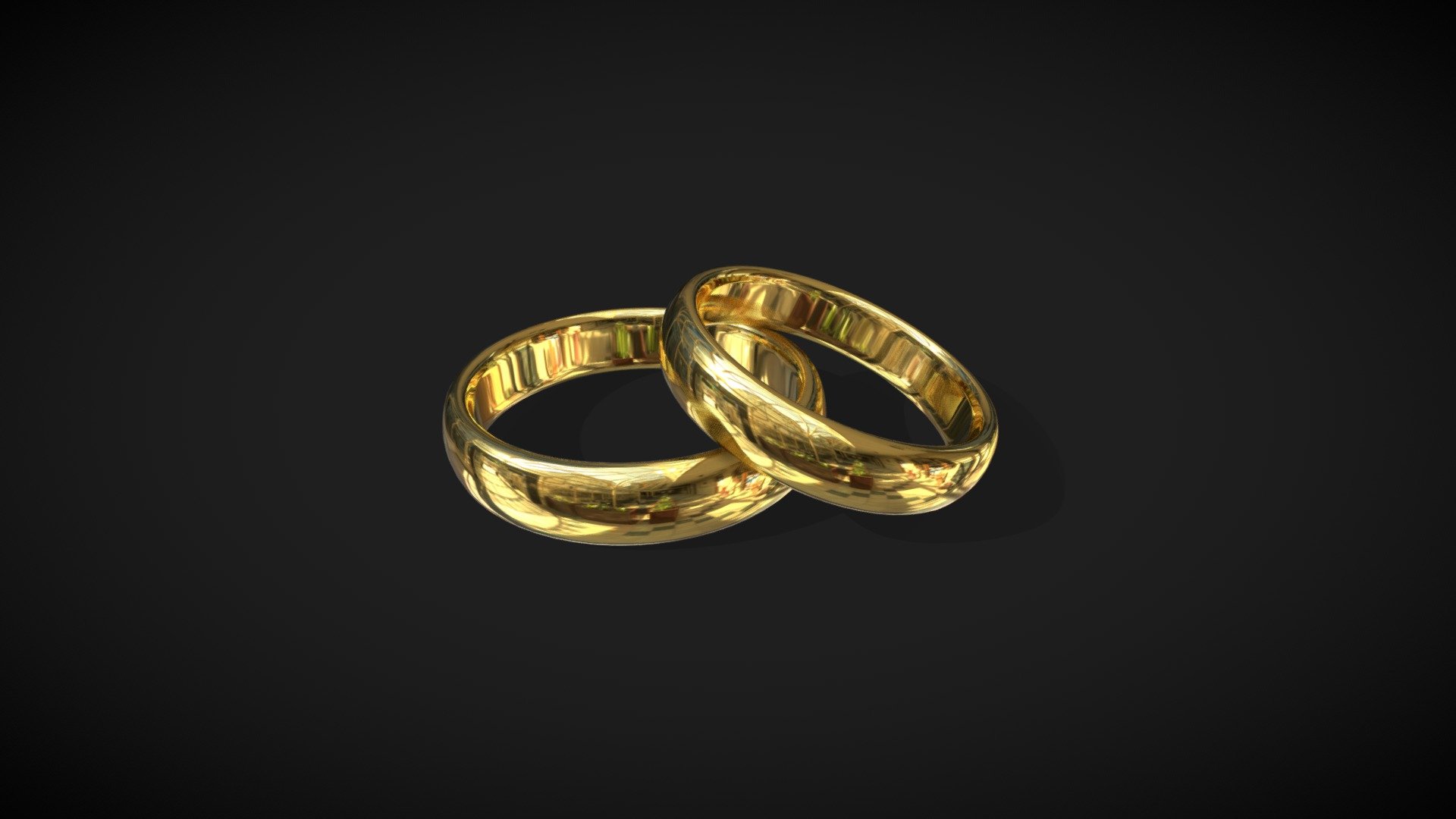 Classic golden wedding rings 3d model