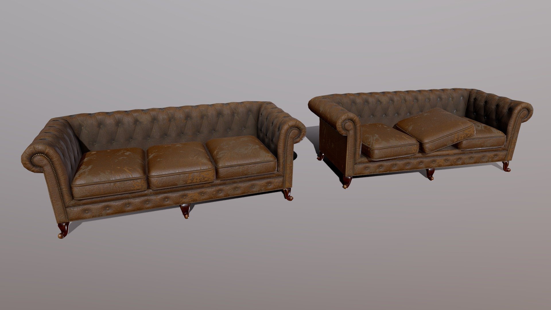 Couch Chester Long Old 3d model