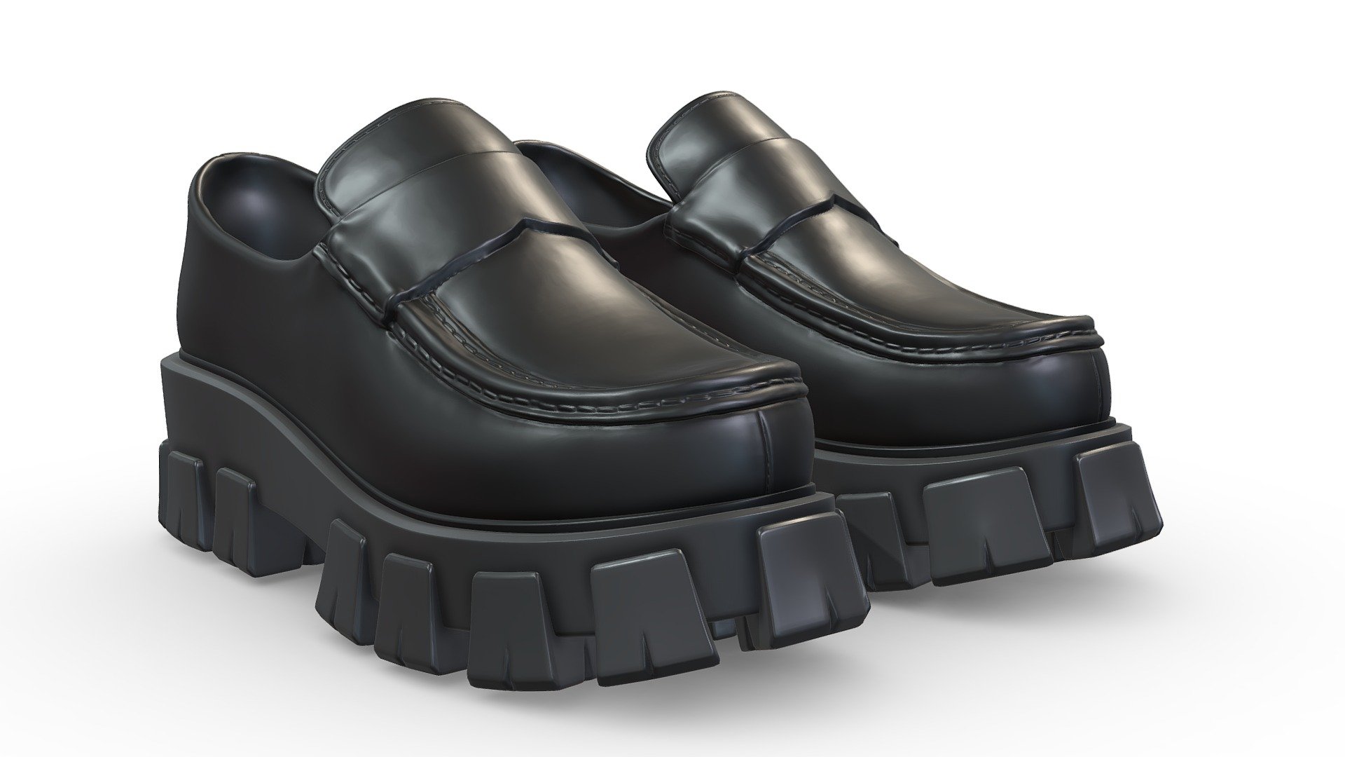 fashion Leahter Loafers Shoes high poly mesh 3d model