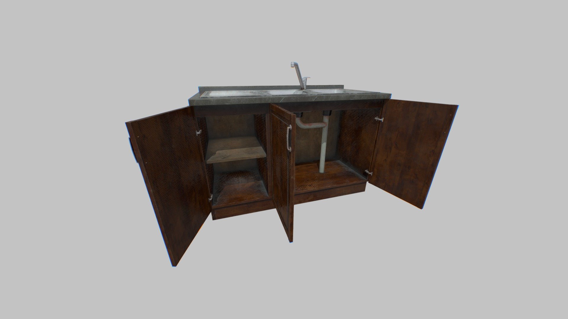 Old Kitchen Cabinet with Sink 3d model