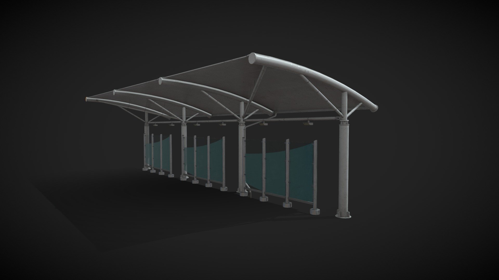 Bus Stop Shelter Large 3d model