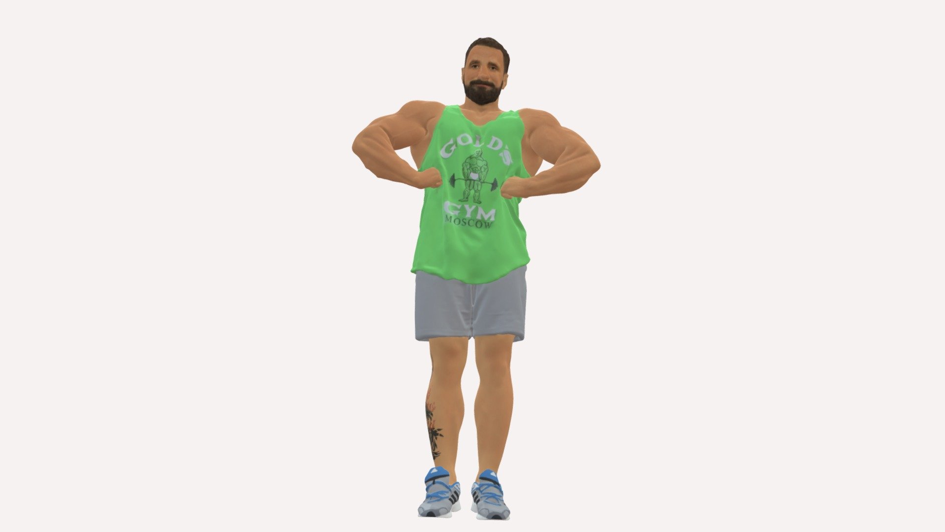 Bodybuilder In Green Shirt 0783 3d model