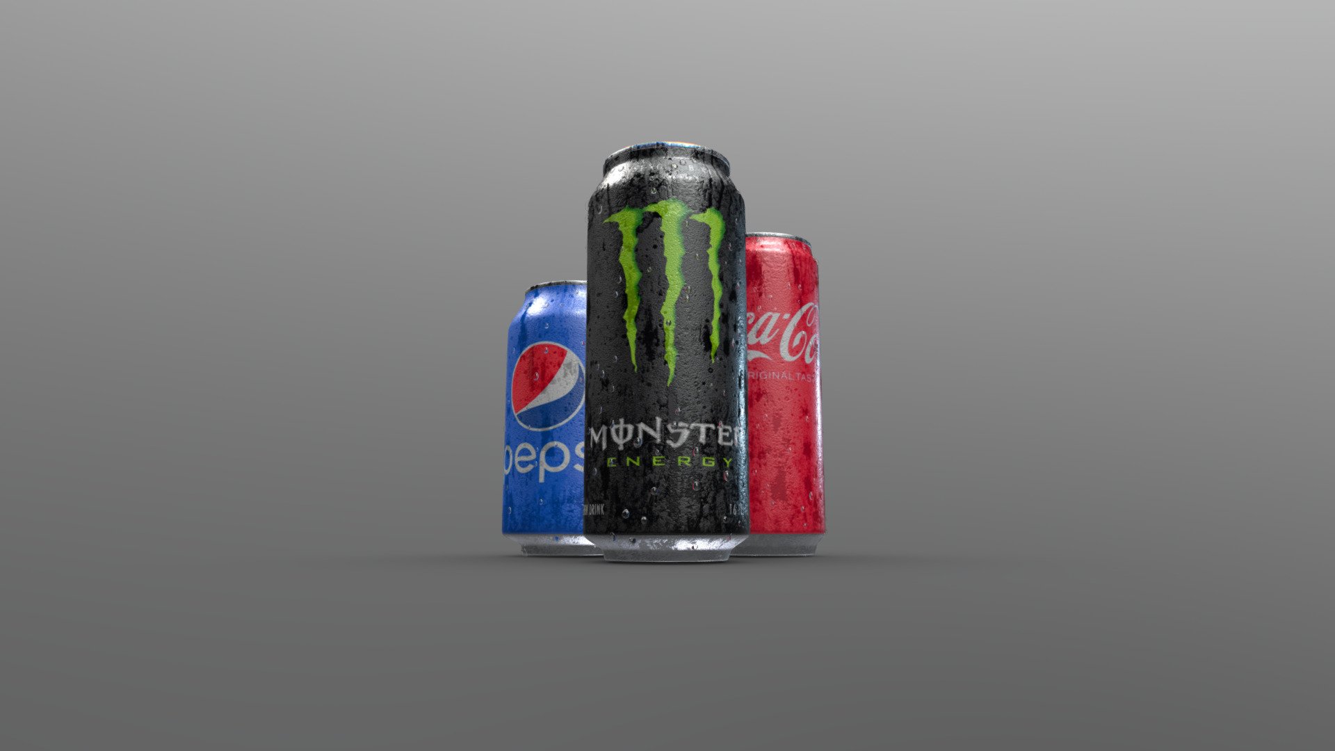 Soda Cans (Coke, Monster, Pepsi) 3d model