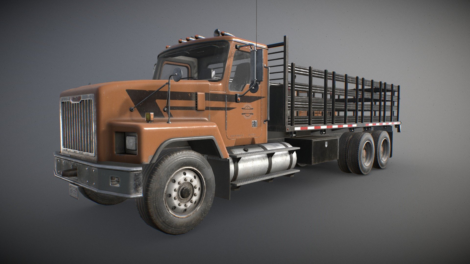 Classic Flatbed Truck 3d model