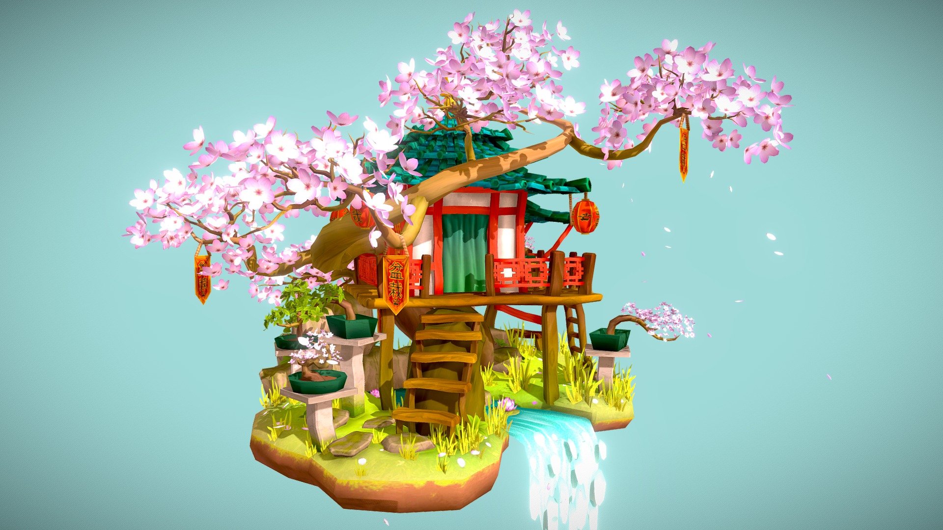 Chinese bonsai artist 3d model