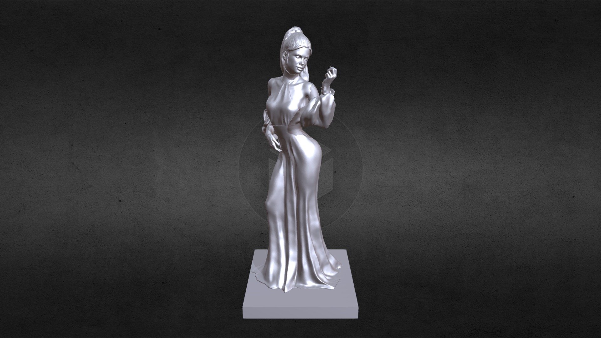 3D Printable Girl in a Long Dress 3d model