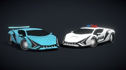 LOW POLY: Italian Sports CAR & Police CAR