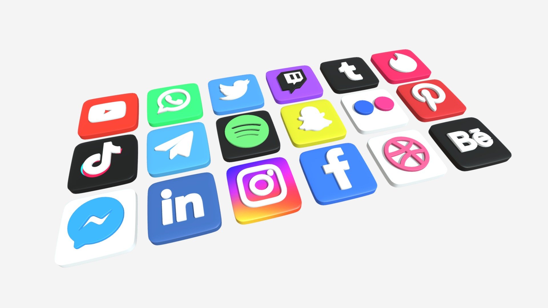 Social Network Icons 3d model