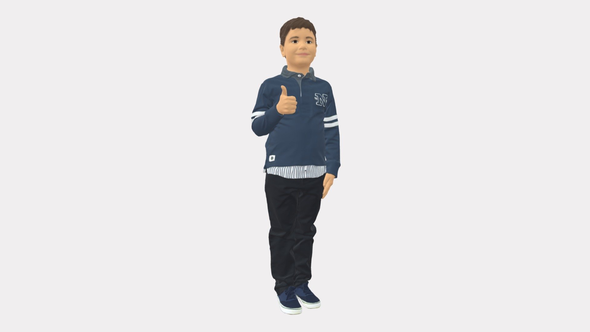 Kid In Blue Polo 0671 3d model