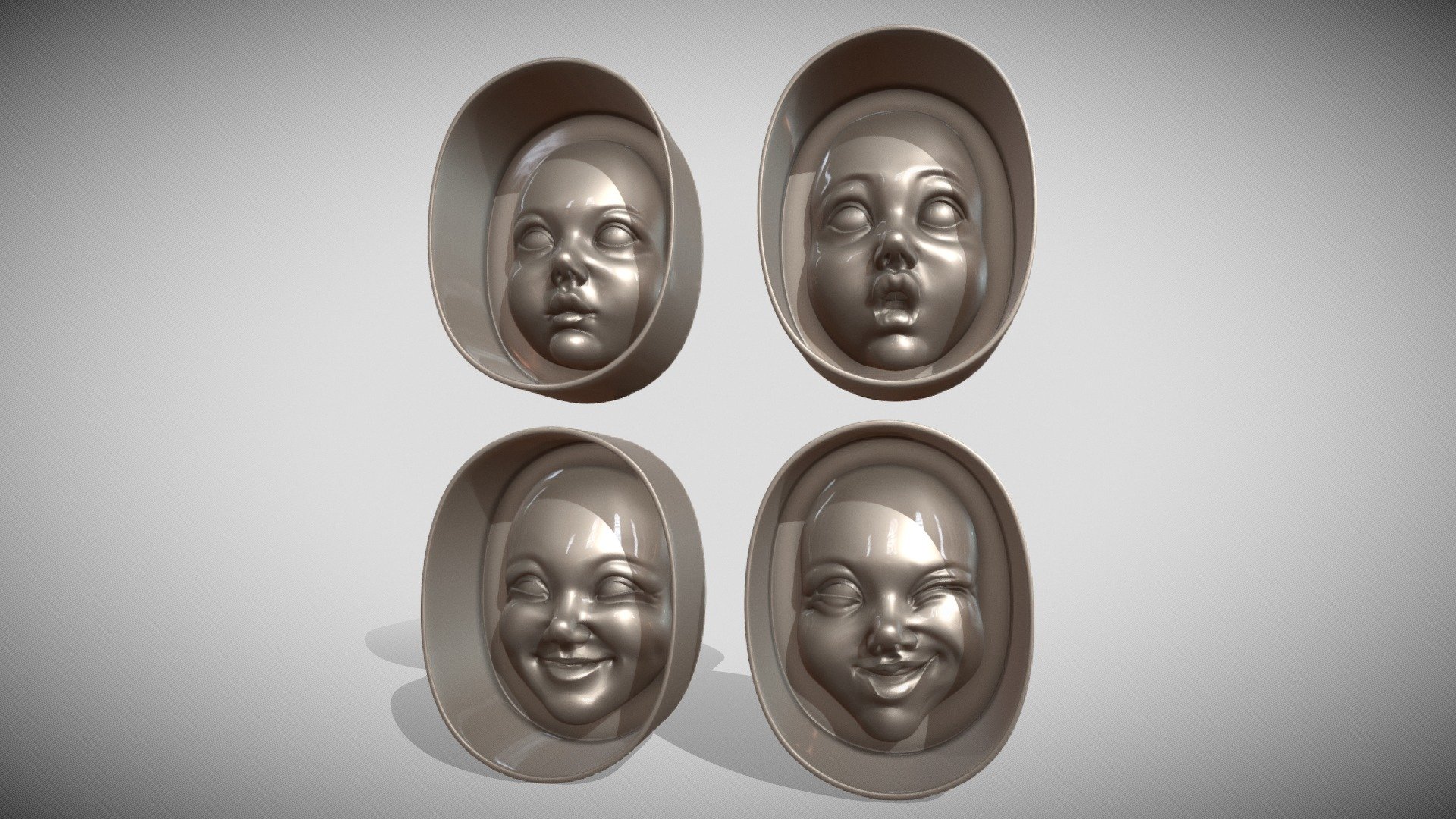 molds for casting silicone molds of faces. 3d model